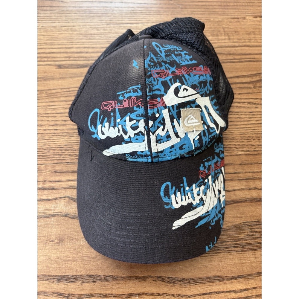 Vintage 90s Quicksilver Surf Skate Snapback Trucker Hat Graffiti Made In USA